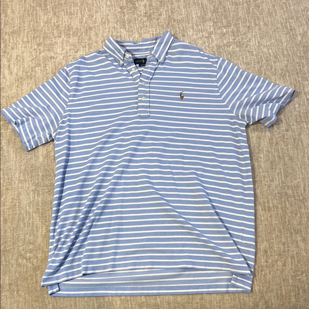 Polo by Ralph Lauren Blue and White Striped Polo Shirt